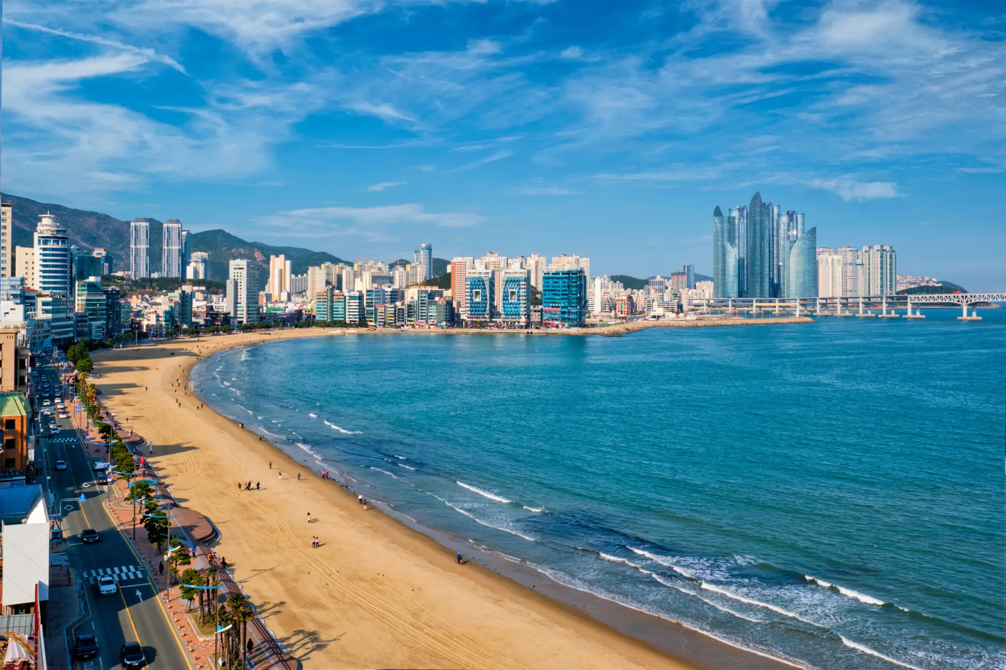 Gwangalli turistična plaža ob mestu Busan