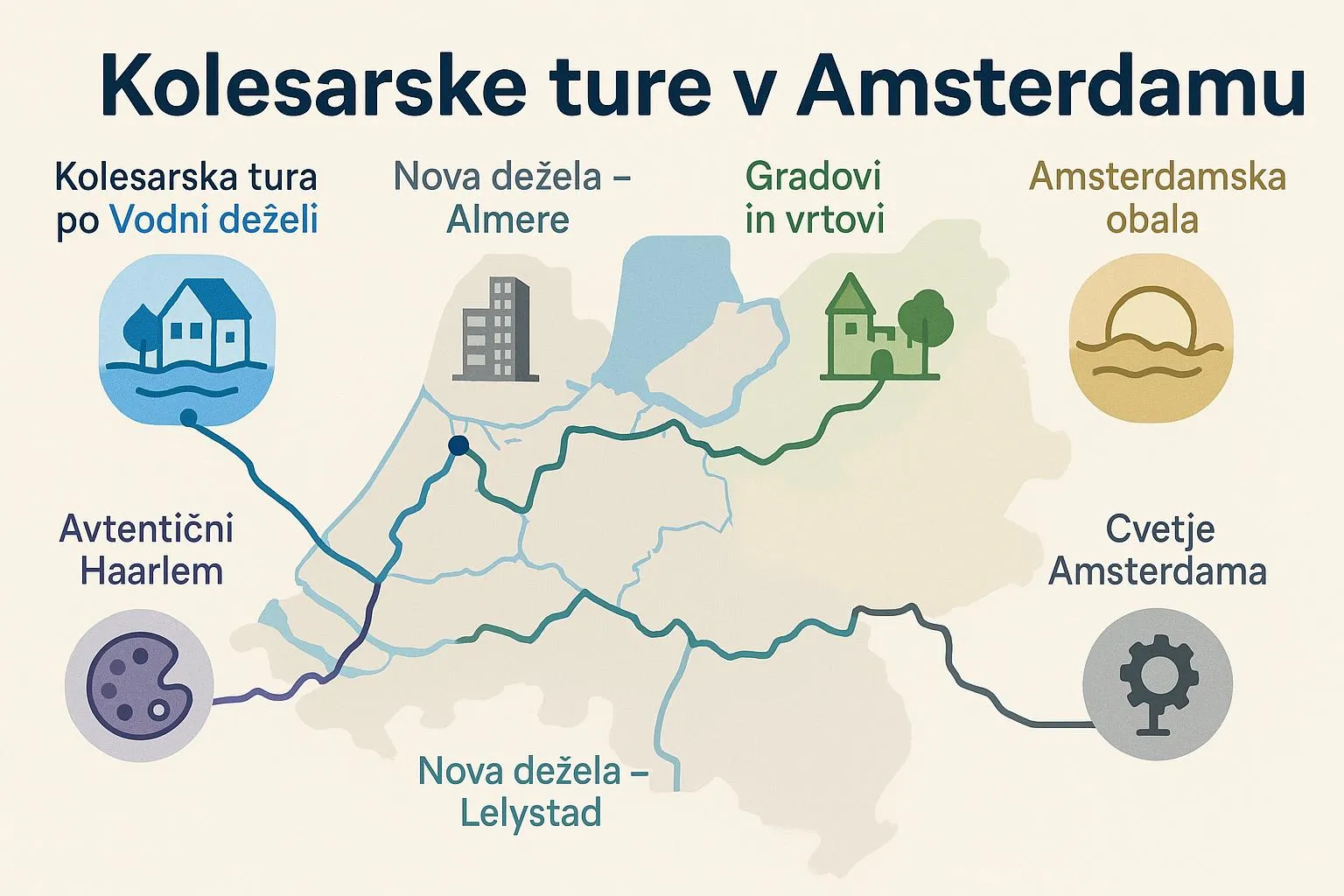 Slikovni prikaz kolesarskih tur v Amsterdamu