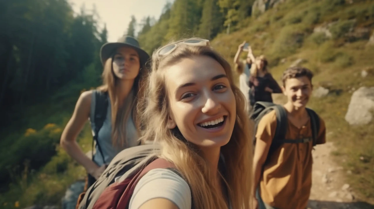 Skupina najstnikov na pohodu v naravi – nepozabna Teen Adventure izkušnja